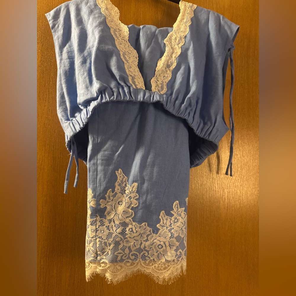 Wayf Blue and White Lace Skirt Set - Picture 5 of 7
